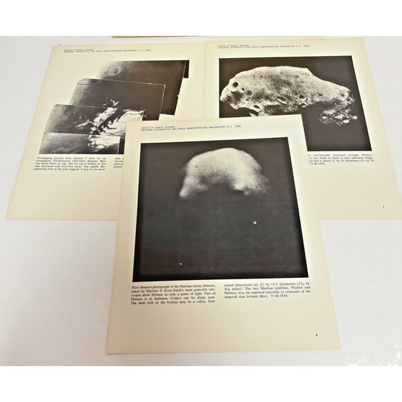 Vintage 1972 NASA Litho Pictures Mariner 9 Mars Martian Orbit Nov 1970- Complete - Picture 3 of 9